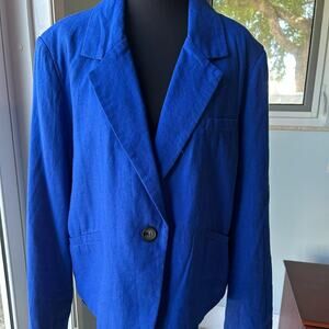 RACHEL ZOE Royal Blue Linen Crop Jacket
